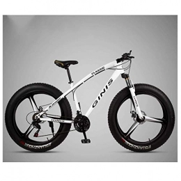 MJY Bike MJY 26 inch Mountain Bicycle, High-Carbon Steel Frame Fat Tire Mountain Trail Bike, Men's Womens Hardtail Mountain Bike with Dual Disc Brake, White, 24 Speed 3 Spoke