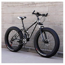 MJY Fat Tyre Bike MJY Adult Mountain Bikes, Fat Tire Dual Disc Brake Hardtail Mountain Bike, Big Wheels Bicycle, High-Carbon Steel Frame, Black, 24 Inch 24 Speed
