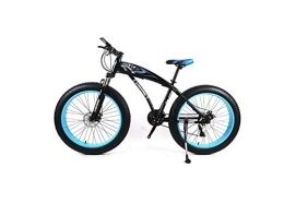 MOLVUS Fat Tyre Bike MOLVUS Mountain Bike Mens Mountain Bike 7 / 21 / 24 / 27 Speeds, 26 inch Fat Tire Road Bicycle Snow Bike Pedals with Disc Brakes and Suspension Fork, BlackBlue, 7 Speed