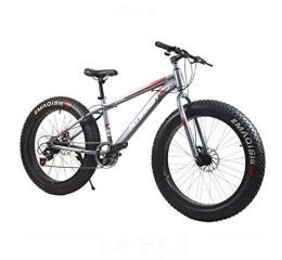 WJSW Fat Tyre Bike Mountain Bike for Adults, 17-Inch High Carbon Steel Frame, 7-Speed, 26-Inch Aluminum Alloy Wheels, Double Disc Brake