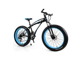 Generic  Mountain Bike Mens Mountain Bike 7 / 21 / 24 / 27 Speeds, 26 inch Fat Tire Road Bicycle Snow Bike Pedals with Disc Brakes and Suspension Fork, BlackBlue, 21 Speed