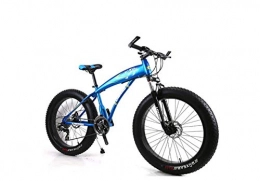 DYM Fat Tyre Bike Mountain Bike Mens Mountain Bike 7 / 21 / 24 / 27 Speeds, 26 inch Fat Tire Road Bicycle Snow Bike Pedals with Disc Brakes and Suspension Fork, Blue, 24 Speed