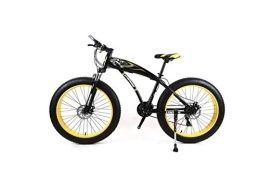 Generic Fat Tyre Bike Mountain Bike, Mountain Bike Mens Mountain Bike 7 / 21 / 24 / 27 Speeds, 26 inch Fat Tire Road Bicycle Snow Bike Pedals with Disc Brakes and Suspension Fork, Blackyellow, 7 Speed