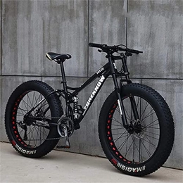 AZBYC Bike Mountain Bikes 26 Inch, Adult Fat Tire Mountain Trail Bike, 24 Speed Bicycle, High-Carbon Steel Frame Dual Full Suspension Dual Disc Brake (black)