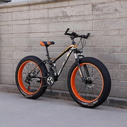 MLHH Fat Tyre Bike Mountain Bikes Cycling Cross Country Off-Road Bicycle Variable Speed Mtb Road Fat Tire Trail Bikes For Men And Women 21 Speed 24 Inch red, orange
