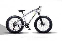 Suge Fat Tyre Bike Mountain Bikes, Dual Disc Brake Fat Tire Cruiser Bike, High-Carbon Steel Frame, Adjustable Seat Bicycle (Color : Silver, Size : 24 inch 21 speed)