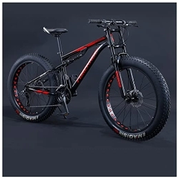 NENGGE Fat Tyre Bike NENGGE 24 Inch Fat Tire Hardtail Mountain Bike for Men and Women, Dual-Suspension Adult Mountain Trail Bikes, All Terrain Bicycle with Adjustable Seat & Dual Disc Brake, Black, 21 Speed