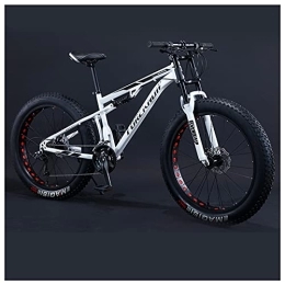 NENGGE Fat Tyre Bike NENGGE 24 Inch Fat Tire Hardtail Mountain Bike for Men and Women, Dual-Suspension Adult Mountain Trail Bikes, All Terrain Bicycle with Adjustable Seat & Dual Disc Brake, White, 21 Speed
