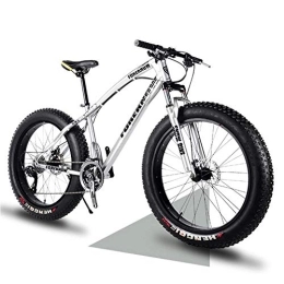 NENGGE Fat Tyre Bike NENGGE 24 Inch Mountain Trail Bike with Fat Tire, Adults Men Women Hardtail Mountain Bikes with Front Suspension Mechanical Disc Brakes, Anti-Slip Carbon Steel Mountain Bicycle, Silver, 24 Speed