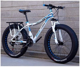 NENGGE Fat Tyre Bike NENGGE 26 Inch Fat Tire Off-road Mountain Bike Super Thick 4.0 Tire 21 / 24 / 27Speed High Carbon Steel Frame Full Suspension Disc Brake Adult Men and Women Hard Tail Bicycle (Color : Blue)