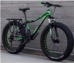 NENGGE Fat Tyre Bike NENGGE 26 Inch Fat Tire Off-road Mountain Bike Super Thick 4.0 Tire 21 / 24 / 27Speed High Carbon Steel Frame Full Suspension Disc Brake Adult Men and Women Hard Tail Bicycle (Color : Green)