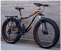 NENGGE Fat Tyre Bike NENGGE 26 Inch Fat Tire Off-road Mountain Bike Super Thick 4.0 Tire 21 / 24 / 27Speed High Carbon Steel Frame Full Suspension Disc Brake Adult Men and Women Hard Tail Bicycle (Color : Orange)