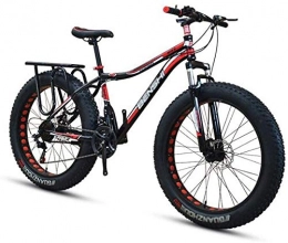 NENGGE Fat Tyre Bike NENGGE 26 Inch Fat Tire Off-road Mountain Bike Super Thick 4.0 Tire 21 / 24 / 27Speed High Carbon Steel Frame Full Suspension Disc Brake Adult Men and Women Hard Tail Bicycle (Color : Red)