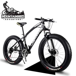 NENGGE Fat Tyre Bike NENGGE 26 Inch Hardtail Mountain Bikes with Fat Tire for Adults Men Women, Mountain Trail Bike with Front Suspension Disc Brakes, High-Carbon Steel Mountain Bicycle, Black Spoke, 24 Speed