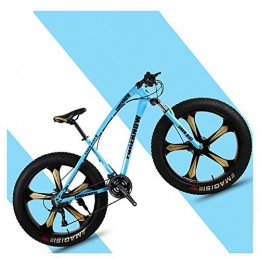 NENGGE Fat Tyre Bike NENGGE 26 Inch Hardtail Mountain Bikes with Fat Tire for Adults Men Women, Mountain Trail Bike with Front Suspension Disc Brakes, High-Carbon Steel Mountain Bicycle, Blue 5 Spoke, 21 Speed