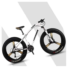 NENGGE Fat Tyre Bike NENGGE 26 Inch Hardtail Mountain Bikes with Fat Tire for Adults Men Women, Mountain Trail Bike with Front Suspension Disc Brakes, High-Carbon Steel Mountain Bicycle, White 3 Spoke, 21 Speed