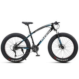 NENGGE Fat Tyre Bike NENGGE 26 Inch Mountain Bike for Boys, Girls, Mens and Womens, Adult Fat Tire Mountain Bicycle, Carbon Steel Beach Snow Outdoor Bike, Hardtail, Disc Brakes, Blue Spoke, 24 Speed