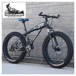 NENGGE Bike NENGGE Fat Tire Hardtail Mountain Bikes with Front Suspension for Adults Men Women, 4" wide tires Anti-Slip Mountain Bicycle, High-carbon Steel Dual Disc Brake Bike, New Blue2, 24 Inch 24 Speed