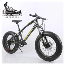 NENGGE Fat Tyre Bike NENGGE Hardtail Mountain Bike 20 Inch for Women, Fat Tire Girls Mountain Bicycle with Front Suspension & Mechanical Disc Brakes, High Carbon Steel Frame & Adjustable Seat, Black, 21 Speed