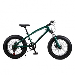 NENGGE Fat Tyre Bike NENGGE Hardtail Mountain Bike 20 Inch for Women, Fat Tire Girls Mountain Bicycle with Front Suspension & Mechanical Disc Brakes, High Carbon Steel Frame & Adjustable Seat, Green, 7 Speed