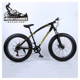 NENGGE Fat Tyre Bike NENGGE Hardtail Mountain Bike 26 Inch with Mechanical Disc Brakes for Men and Women, Fat Tire Adults Mountain Bicycle, High Carbon Steel & Adjustable Seat & Front Suspension, Black, 27 Speed