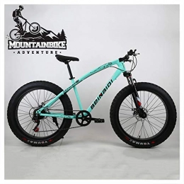 NENGGE Fat Tyre Bike NENGGE Hardtail Mountain Bike 26 Inch with Mechanical Disc Brakes for Men and Women, Fat Tire Adults Mountain Bicycle, High Carbon Steel & Adjustable Seat & Front Suspension, Green 2, 24 Speed