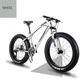 NENGGE Fat Tyre Bike NENGGE High Grade Style 'Snow Bike Cycle Fat Tyre, 26 / 24 Inch Double Disc Brake Mountain Snow Beach Fat Tire Variable Speed Bicycle, Bike Features Lasting Tyres, White, (Size : 24)