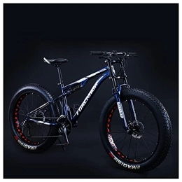 NENGGE Fat Tyre Bike NENGGE Mountain Bike 24 Inch Fat Tire for Men and Women, Dual-Suspension Adult Mountain Trail Bikes, All Terrain Bicycle with Adjustable Seat & Dual Disc Brake, Blue, 24 Speed