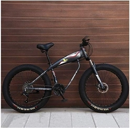 NOLOGO Bike Nologo Bicycle 26 Inch Mountain Bikes, Fat Tire Hardtail Mountain Bike, Aluminum Frame Alpine Bicycle, Mens Womens Bicycle with Front Suspension, Black, 24 Speed Spoke, Size:21 Speed Spoke