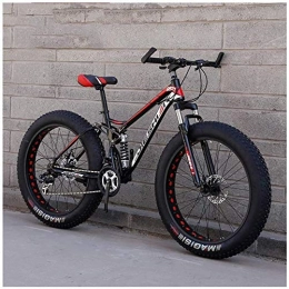 Nwn Bike Nwn Adult Mountain Bikes, Fat Tire Dual Disc Brake Hardtail Mountain Bike, Big Wheels Bicycle, High-carbon Steel Frame (Color : New Red, Size : 24 Inch 24 Speed)
