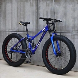 NXX Fat Tyre Bike NXX 21 Speed, 24 Inch Men's Mountain Bikes, High-Carbon Steel Hardtail Mountain Bike, Mountain Bicycle with Front Suspension Adjustable Seat, Blue