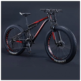 NZKW Bike NZKW 24 Inch Fat Tire Hardtail Mountain Bike for Men and Women, Dual-Suspension Adult Mountain Trail Bikes, All Terrain Bicycle with Adjustable Seat & Dual Disc Brake, Black, 30 Speed