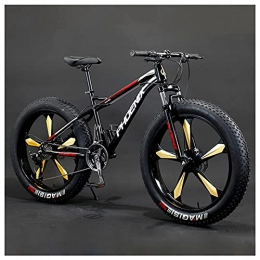 NZKW Fat Tyre Bike NZKW Adult Mountain Bike, 26-Inch Wheels, Mens, Womens Steel Frame, Fat Tire Mountain Bikes Hardtail Mountain Bicycle, Mechanical Disc Brakes, Red 5 Spoke, 30 Speed