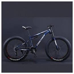 NZKW Bike NZKW Mountain Bikes, 24 Inch Fat Tire Hardtail Mountain Bike, Dual Suspension Frame and Suspension Fork All Terrain Mountain Bike for Men Women Adult, Blue, 30 Speed