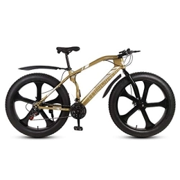 Admir  Outroad Fat Tire Mountain Bike Men, Snow Bike 26 Inch Speed, Double Disc Brake Anti Slip Bicycle 5 Spoke Wheels Gold 21 Speed