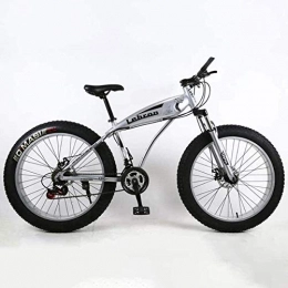 Painting Bike Painting Fat Tire Mountain Bike, Lightweight High-Carbon Steel Frame Cruiser Bikes Beach Snowmobile Bicycle Double Disc Brake 26 Inch Wheels BXM bike (Color : Silver, Size : 27 speed)