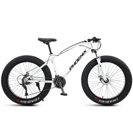 PY Fat Tyre Bike PY 24 inch Mountain Bikes, Adult Fat Tire Mountain Trail Bike, 21 / 24 / 27 / 30 Speed Bicycle, High-Carbon Steel Frame Dual Full Suspension Dual Disc Brake / White / 24Inch 24Speed
