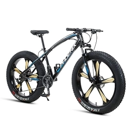 PY Bike PY Fat Tire Mountain Bike, 26-Inch Wheels, 4-Inch Wide Knobby Tires, 7 / 21 / 24 / 27 / 30-Speed, Mountain Trail Bike, Urban Commuter City Bicycle, Steel Frame / Black Blue / 26Inch 21Speed