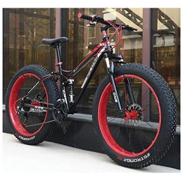 QIMENG Bike QIMENG 24 / 26 Inch Mountain Bikes Fat Tire Hardtail Mountain Bikes Beach Snowmobile Bicycle Dual Suspension Frame High-Carbon Steel Frame 21 / 24 / 27 Speed Adjustable Seat, Red, 26inches 21speed