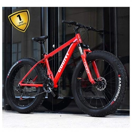 QIMENG Fat Tyre Bike QIMENG 24 Inch Mountain Bikes Fat Tire Beach Snowmobile Bicycle Adjustable Seat 7 / 21 / 24 / 27-Speed Dual Disc Brake Off-Road Suitable for Height 160-180Cm, red, 21 speed
