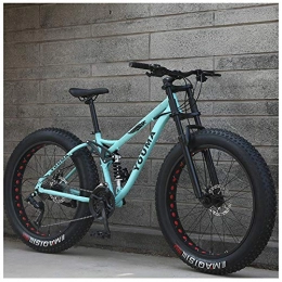 QIMENG 26 Inch Mountain Bike Fat Tire Beach Snowmobile Bicycle 21/24/27 Speed Mens Women Carbon Steel Bicycle Dual Suspension Frame Suitable for Height 165-185Cm,Green,21 speed