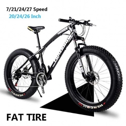 Qinmo Bike Qinmo Bicycle Mountain Bike for Adults Men And Women, High Carbon Steel Frame, Hardtail Mountain Bikes, Mechanical Disc Brake, 20 / 24 / 26 Inch Fat Tire 7 / 21 / 24 / 27 speeds, Size:7 speed, Colour:26 Inch
