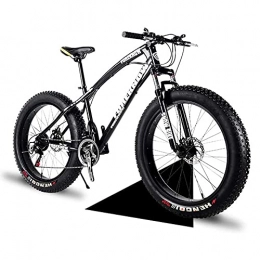 QIU Fat Tyre Bike QIU 26" / 24" / 20" Mountain Bikes, Adult Fat Tire Mountain Trail Bike, 7 / 21 / 24 Speed Bicycle, High-carbon Steel Frame Dual Full Suspension Dual Disc Brake (Color : Black, Size : 20")