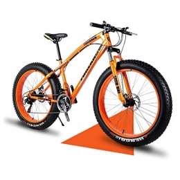 QIU Fat Tyre Bike QIU 26" / 24" / 20" Mountain Bikes, Adult Fat Tire Mountain Trail Bike, 7 Speed Bicycle, High-carbon Steel Frame Dual Full Suspension Dual Disc Brake (Orange) (Color : Orange, Size : 24")