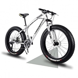 QIU Fat Tyre Bike QIU Mountain Fat Tire Bike Bicycle Full Suspension MTB Carbon Steel Mountain Bike Dual Disc Brake Hardtail Bike for Beach, Desert, Snow(7 Speed 20 / 24 / 26In) (Color : White, Size : 20")