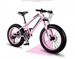 Qj Fat Tyre Bike Qj Mens' Mountain Bike, 26 inch Fat Tire Road Bicycle Snow Bike Beach Bike High-carbon Steel Frame, 24 speed With Disc Brakes and Suspension Fork, Pink
