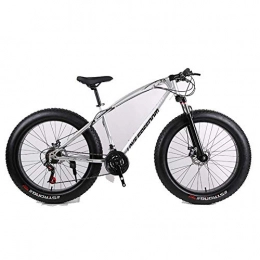 Qj Bike Qj Mountain Bike, 26 Inch Fat Tire Road Bicycle Snow Bike Beach Bike High-Carbon Steel Frame, with Disc Brakes And Suspension Fork, Silver, 21Speed