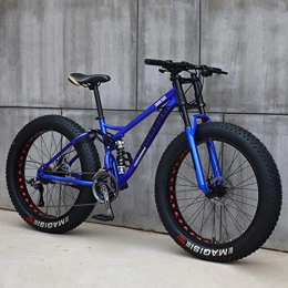 QMMD Bike QMMD 24-Inch / 26-Inch Mountain Bikes, Adult Dual-Suspension Mountain Bike, 7-21-24-27-Speed High-carbon Steel Mountain Trail Bike, Dual Disc Brake Mountain Bicycle, 24 inches blue, 7 speed