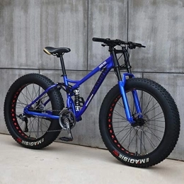 QMMD Bike QMMD 24-Inch / 26-Inch Mountain Bikes, Adult Dual-Suspension Mountain Bike, 7-21-24-27-Speed High-carbon Steel Mountain Trail Bike, Dual Disc Brake Mountain Bicycle, 26 inches blue, 24 speed
