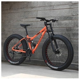 QMMD Fat Tyre Bike QMMD 26-Inch Mountain Bikes, Adult 21-24-27-Speed Dual Suspension Bicycle, Mens Dual Disc Brake Mountain Bicycle, High-carbon Steel Anti-Slip Fat Tire Bikes, A Spokes, 24 speed